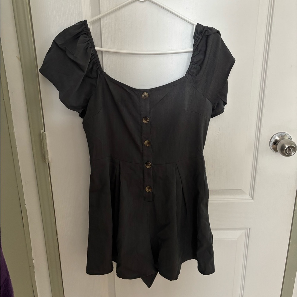Elegant Black Button-Down Women's Romper